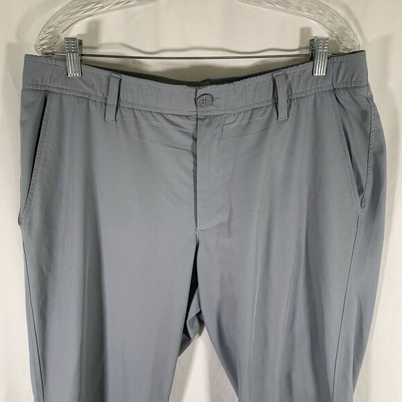 Under Armour Golf Pants Men's 36x30 Solid Grey Chino Pockets Button Zip - Picture 2 of 12